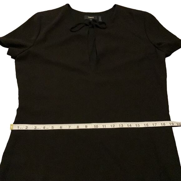 Theory Antazie DT Drapey Crepe Short Sleeve Mini Shift Shirt Dress Black 10 - Picture 10 of 12